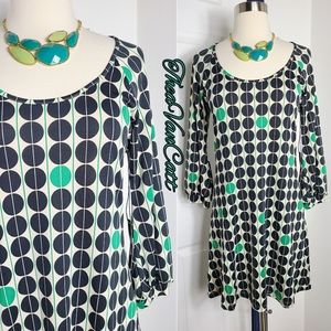 BCBG Vintage mod style 3/4 sleeves dot print dress